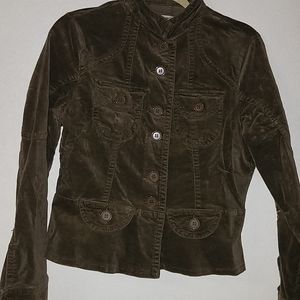 Ambition Olive Green Velvet Moto Jacket Size M